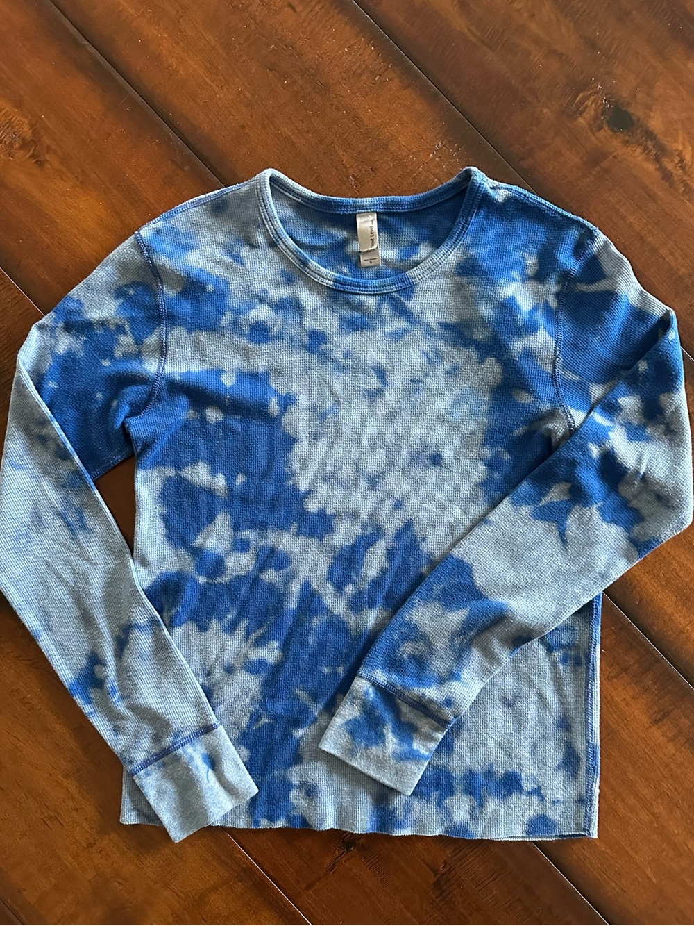Next Level Waffle Blue Tie-Dye Long Sleeve Shirt